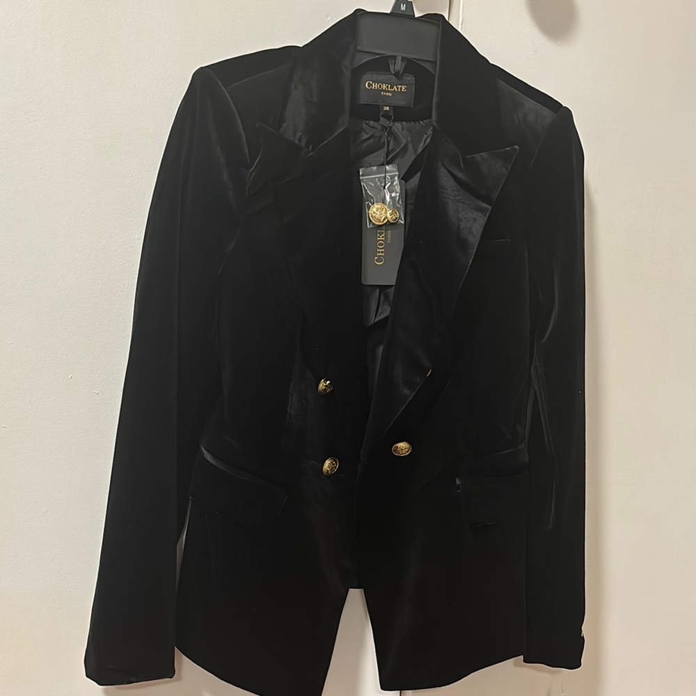 Chocolate Black Velvet Blazer